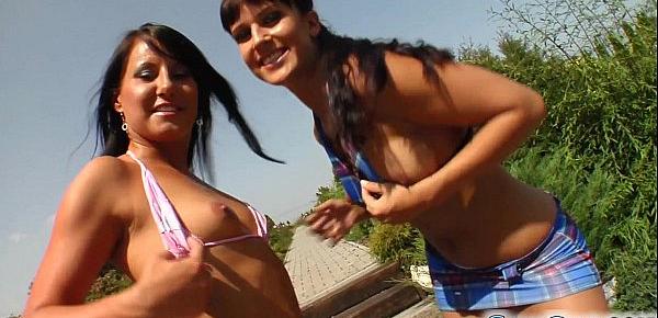  Sperm Swap Picturesque pond fucking for two hot babes